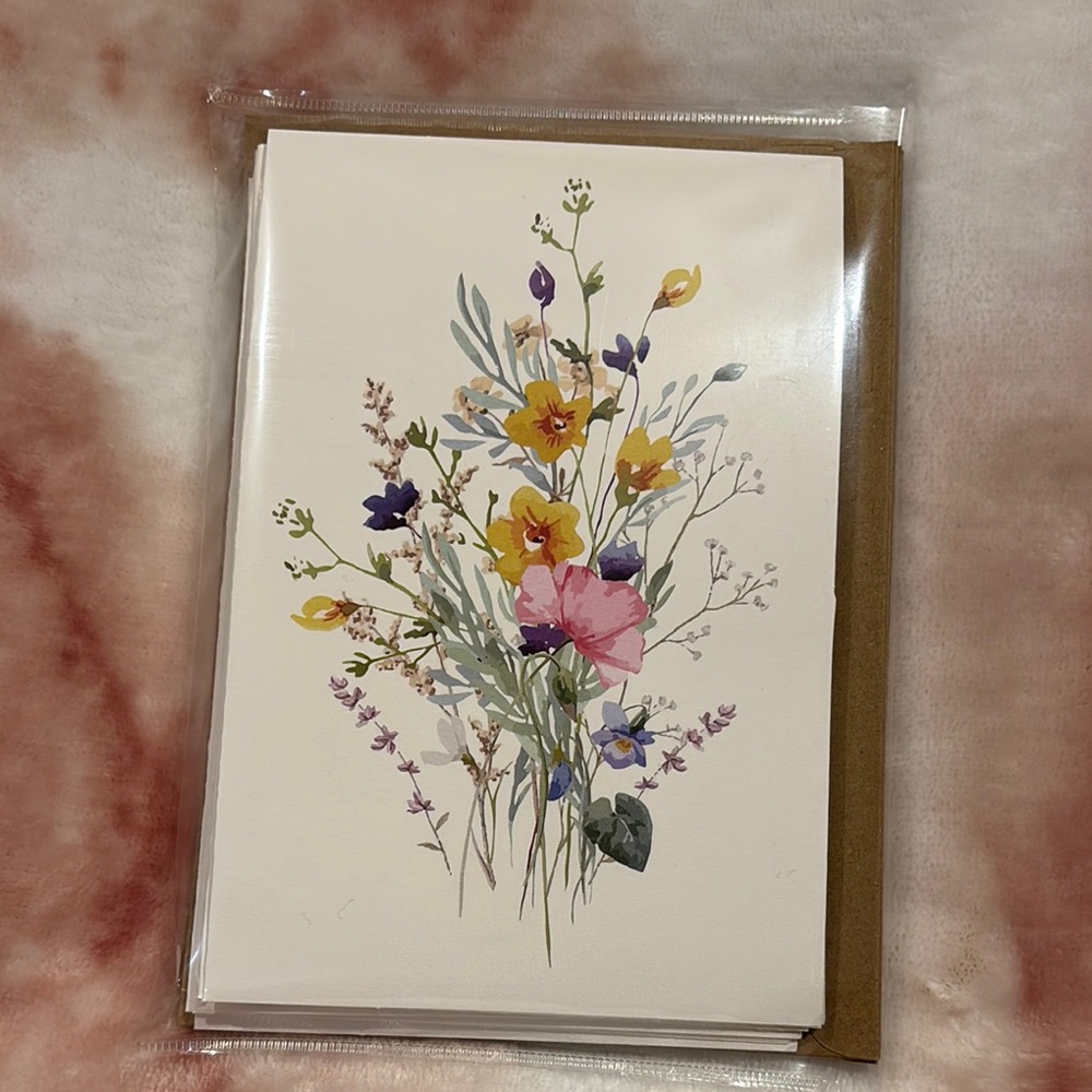 English Wildflowers Floral Greeting Blank Note Card Set of 6 NWT variety pck